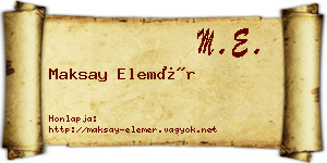Maksay Elemér névjegykártya