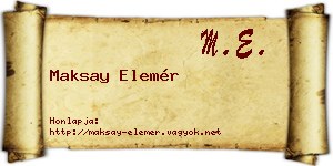 Maksay Elemér névjegykártya