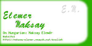 elemer maksay business card